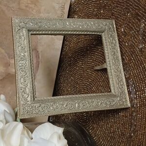 Vintage Solid Brass Frame Vintage Metal Frame Filigree Floral Vanity Mantel